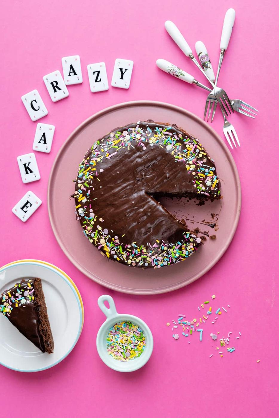 Crazy Cake – No Eggs, Milk, Butter Chocolate Cake