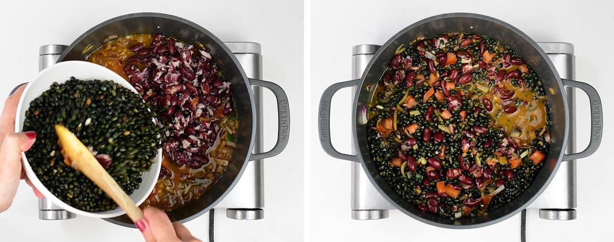 Adding Urad Dal and kidney beans for Makhani Dal