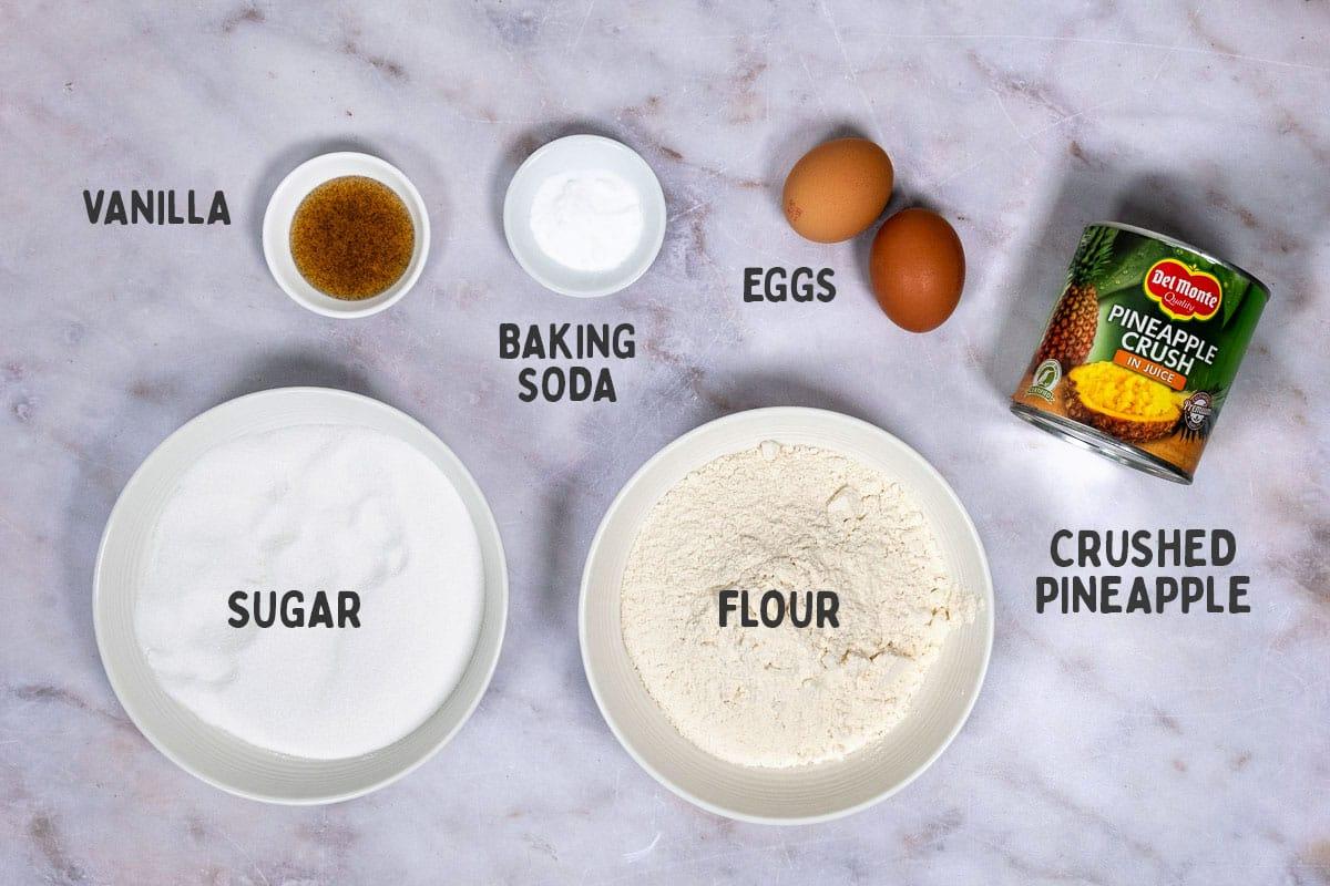 Texas Tornado Cake ingredients with captions