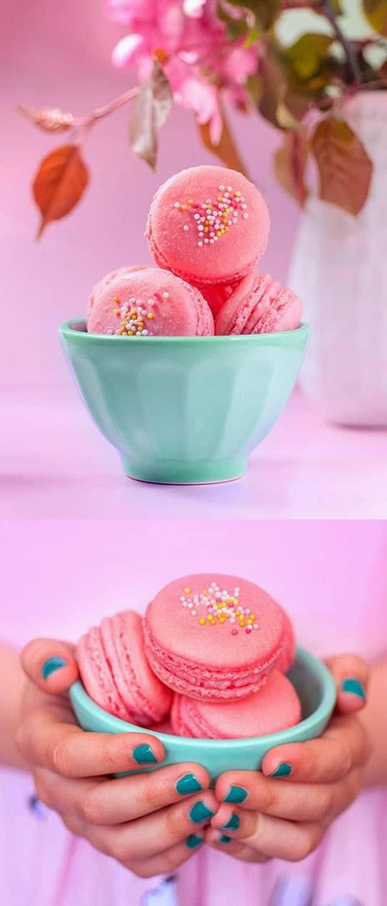 Double raspberry macarons