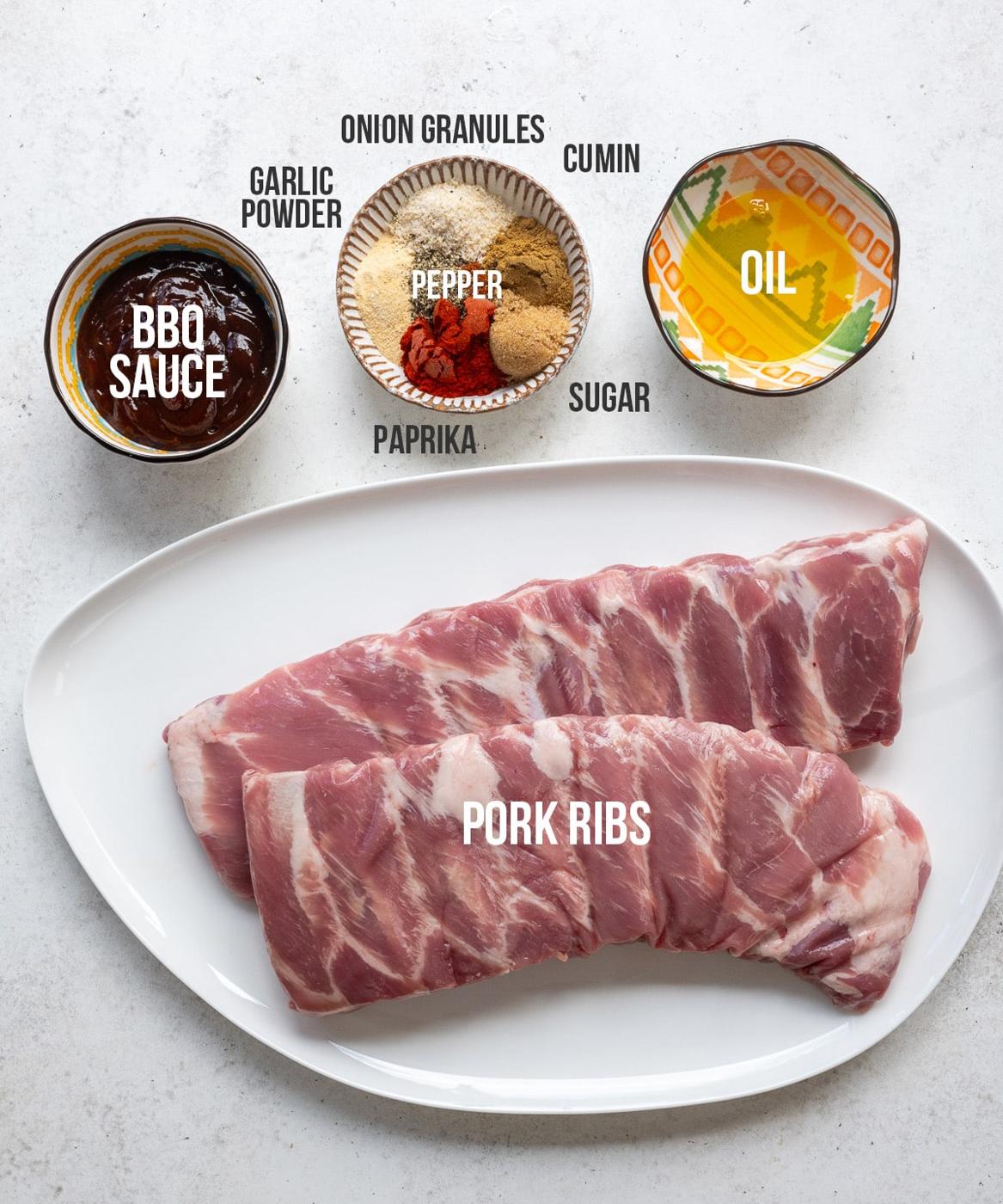 Oven barbecue pork rib ingredients