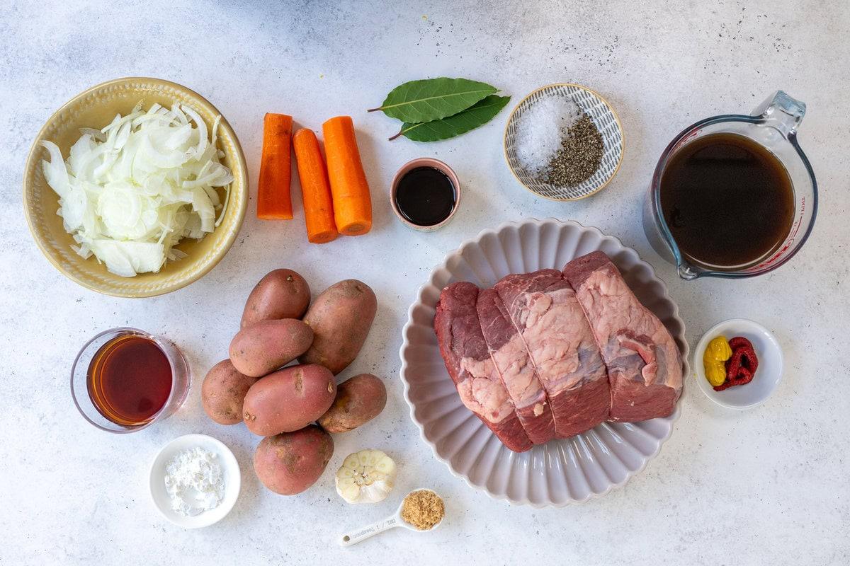 Ingredients for classic beef pot roast