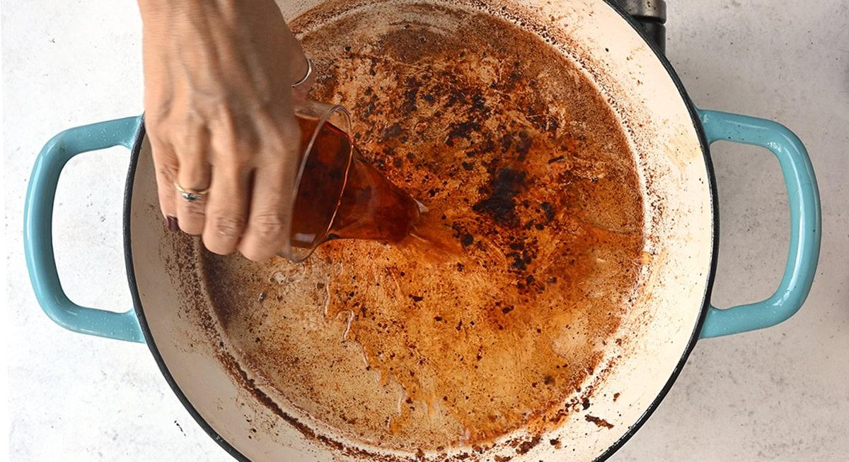 deglazing pan with wine