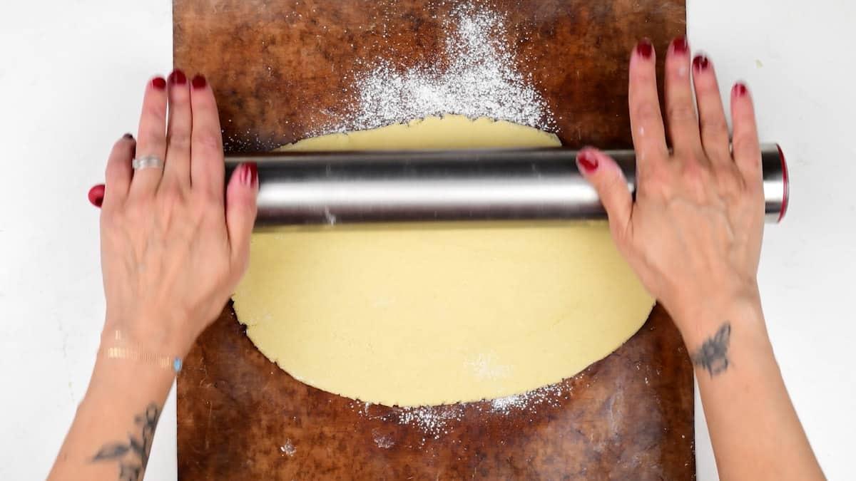 Rolling out sugar cookie dough