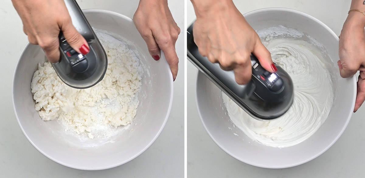 Collage showing how to make royal icing