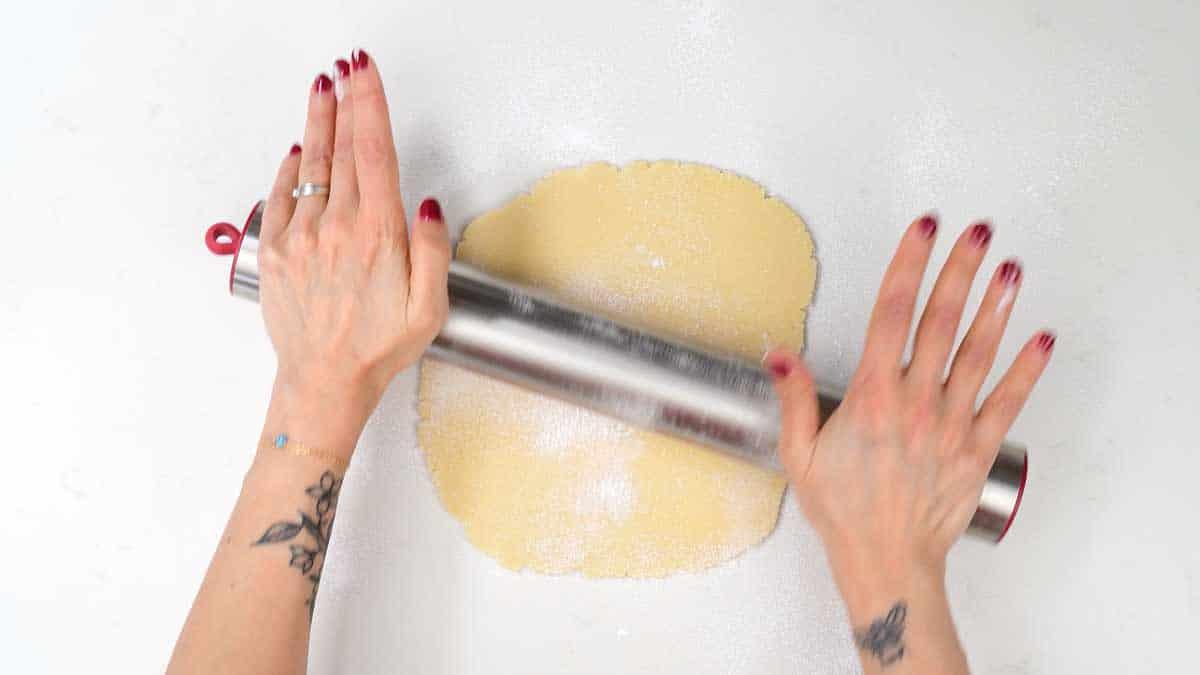Rolling out marzipan using a rolling pin