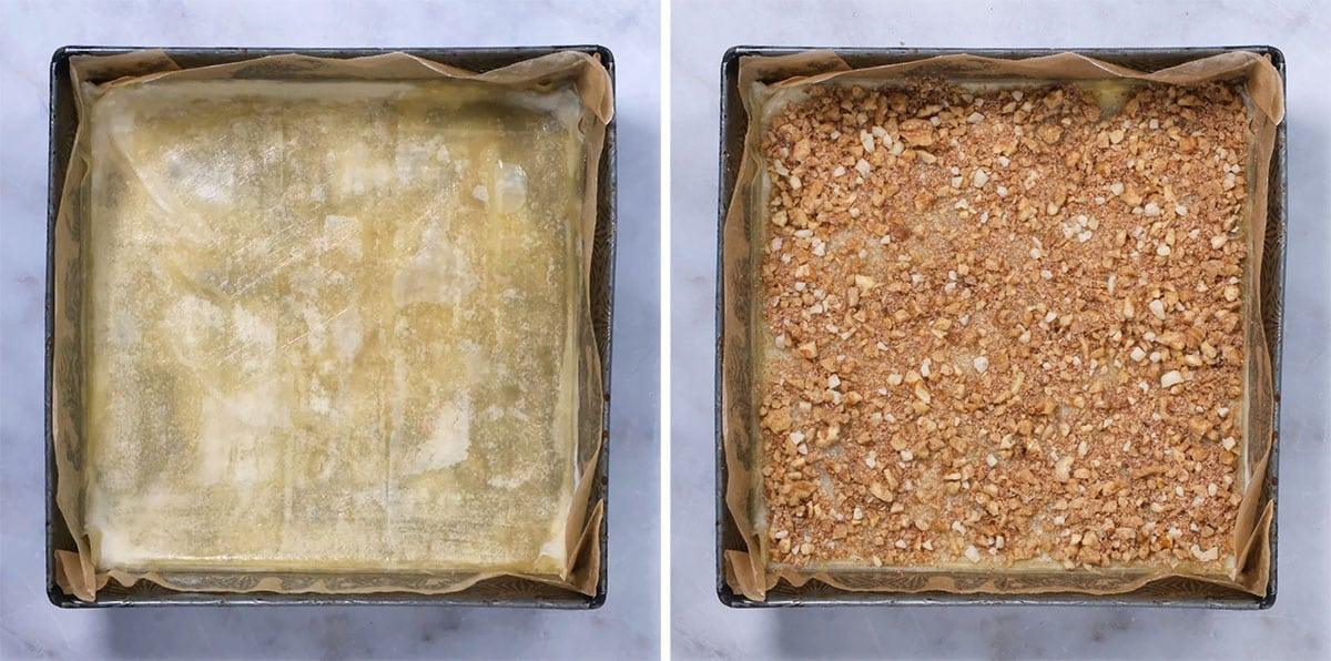 preparing baklava, collage