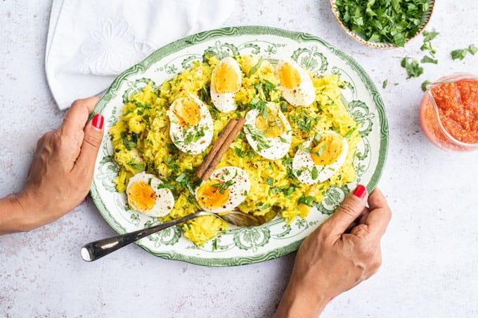 Platter of smoked haddock kedgeree