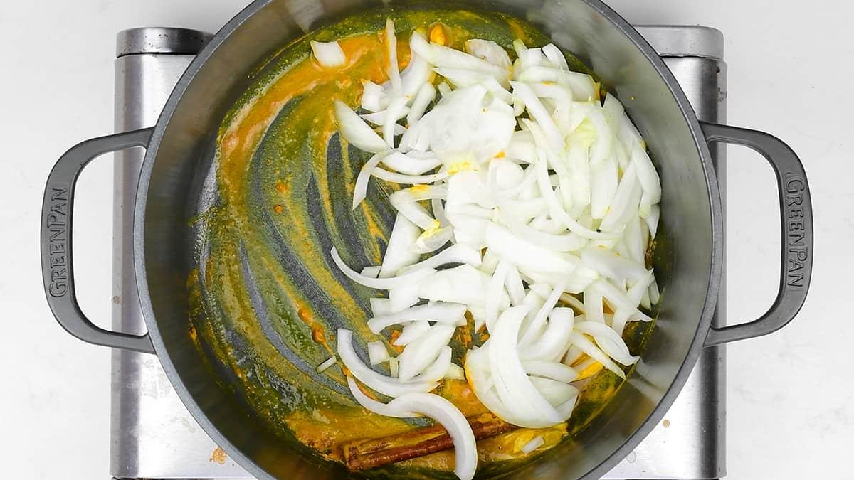 Cooking onions with Indian spices