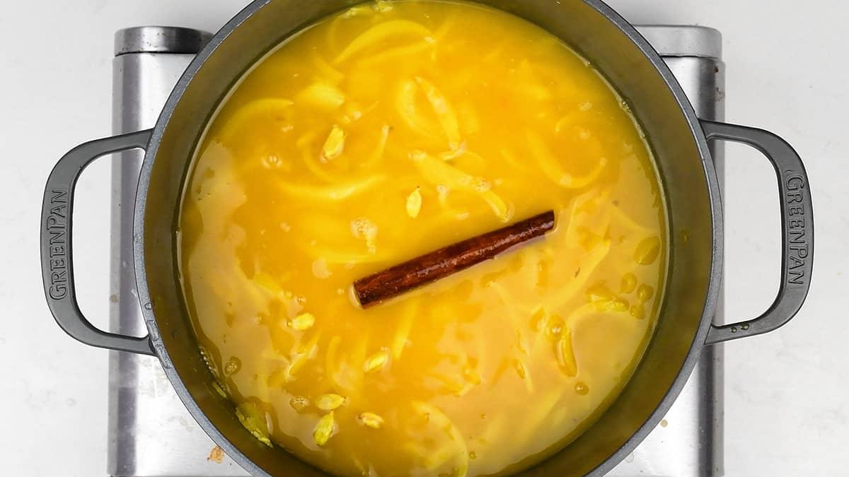 pilau rice cooking in a pot