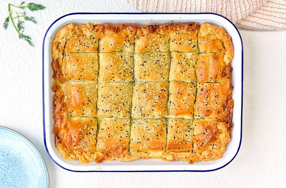 homemade spanakopita fresh from the oven