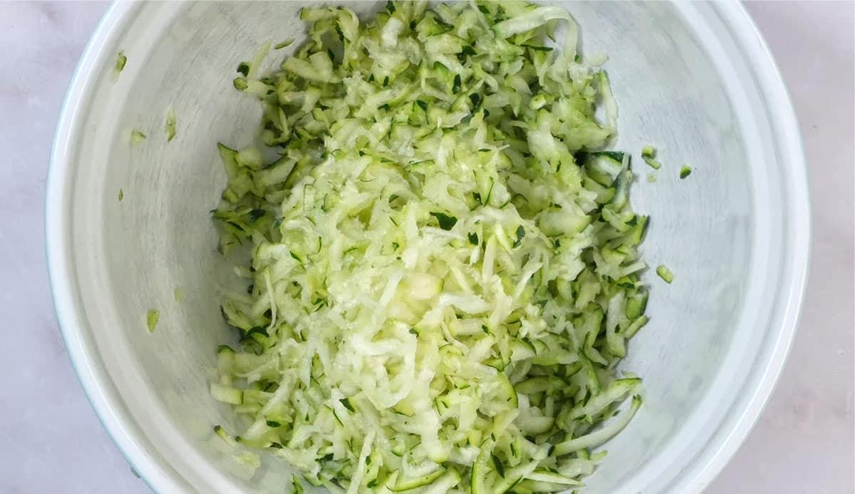 grated cucumber in a bowl