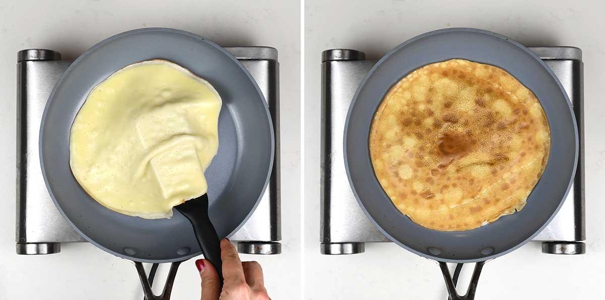 Cooking pancakes collage