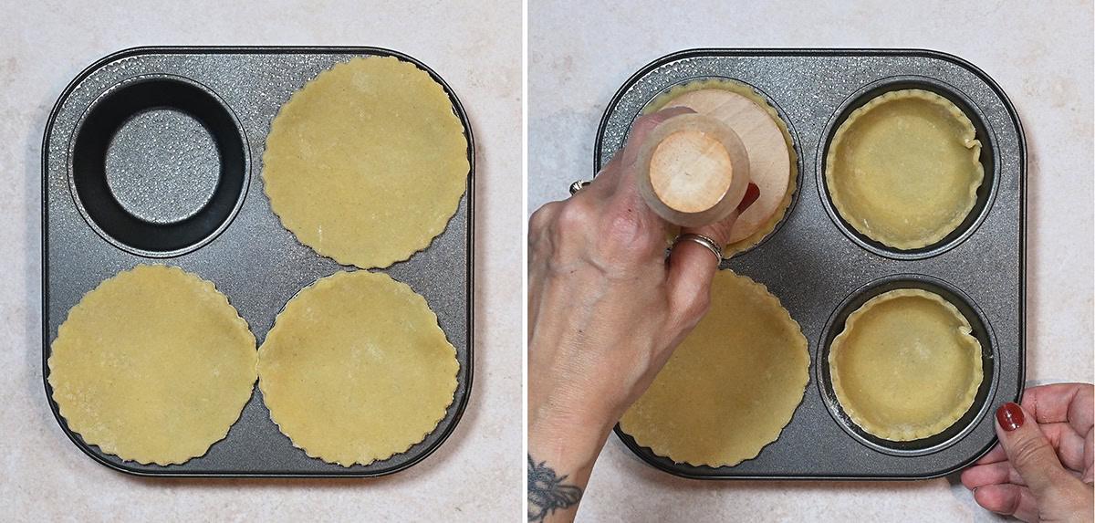 adding pastry into cupcake tin