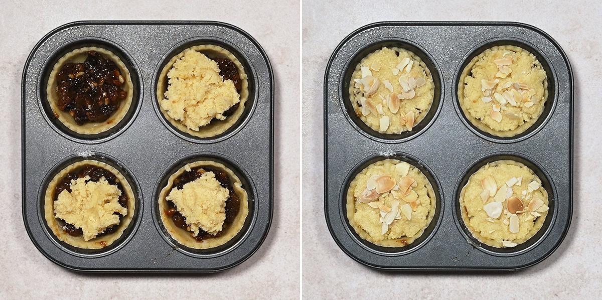 process shots making mince pies with frangipane topping