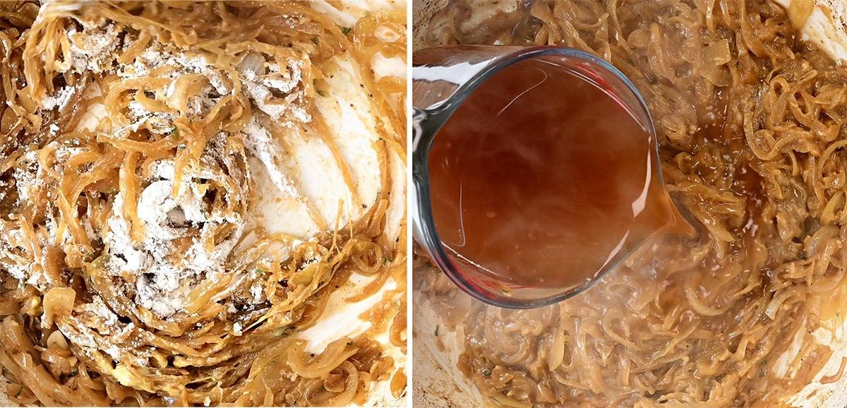 process images preparing French Onion Beef stew
