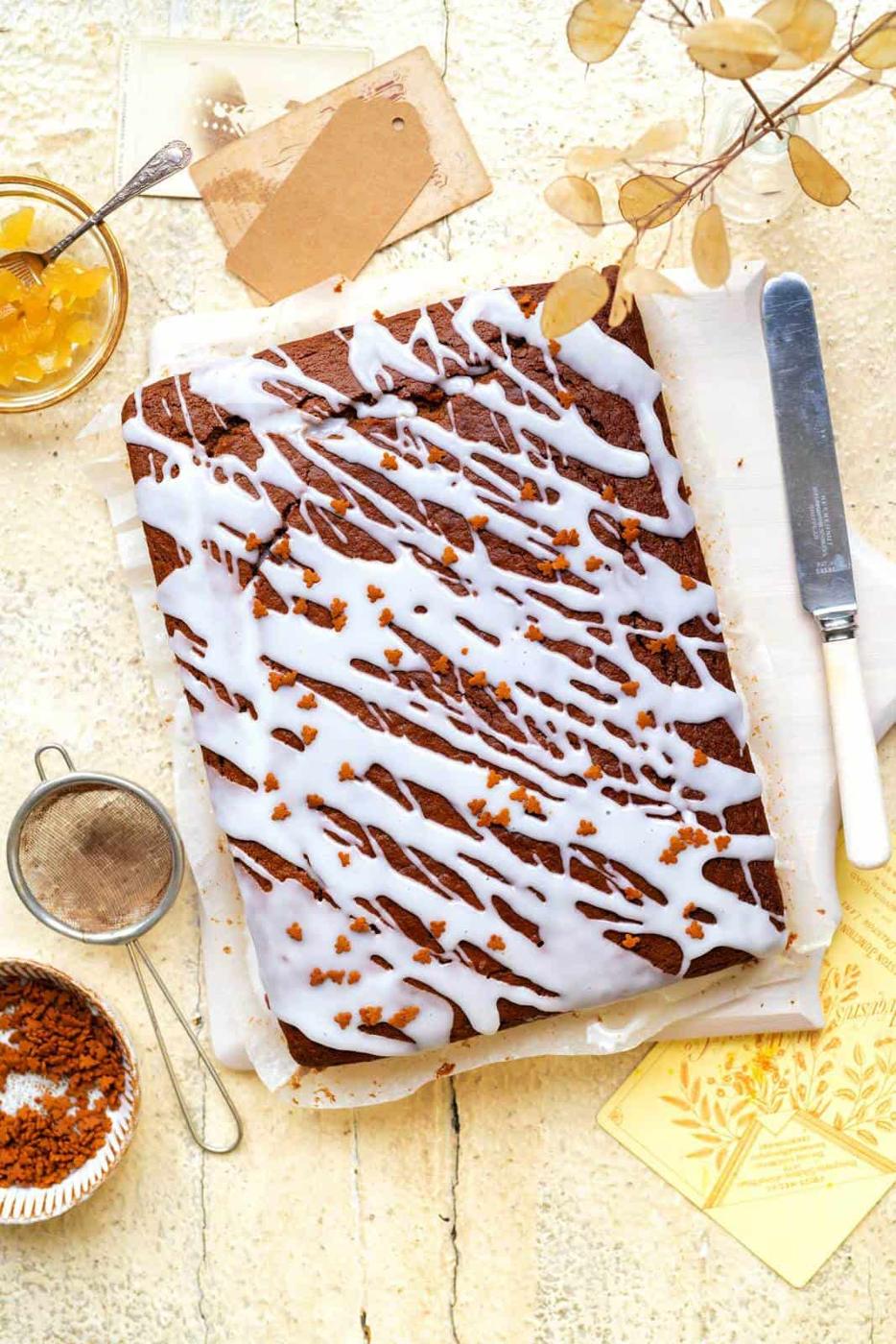 Ginger cake with white glaze