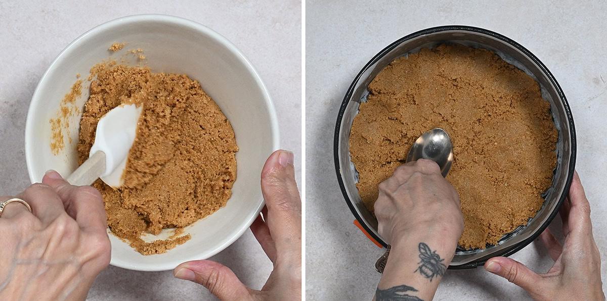 preparing cheesecake crust