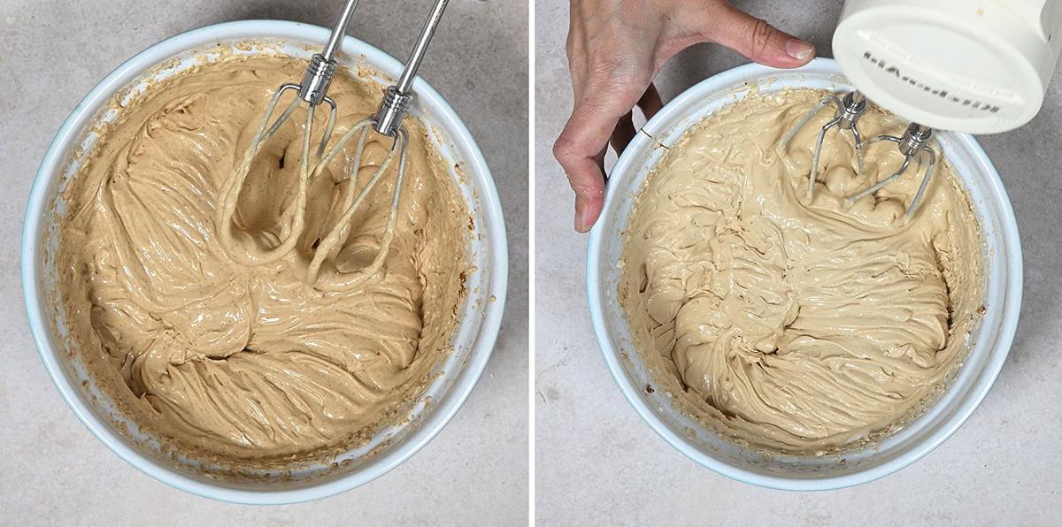 preparing the filling for gingerbread cheesecake