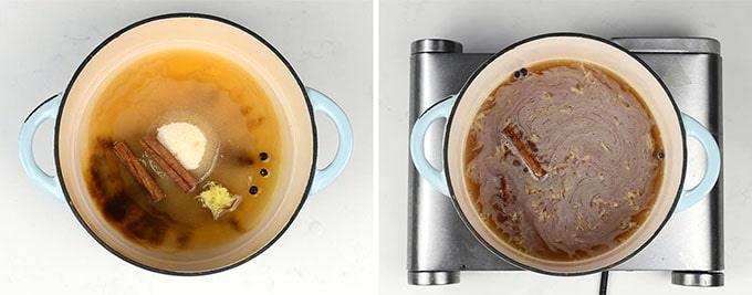making homemade gingerbread syrup