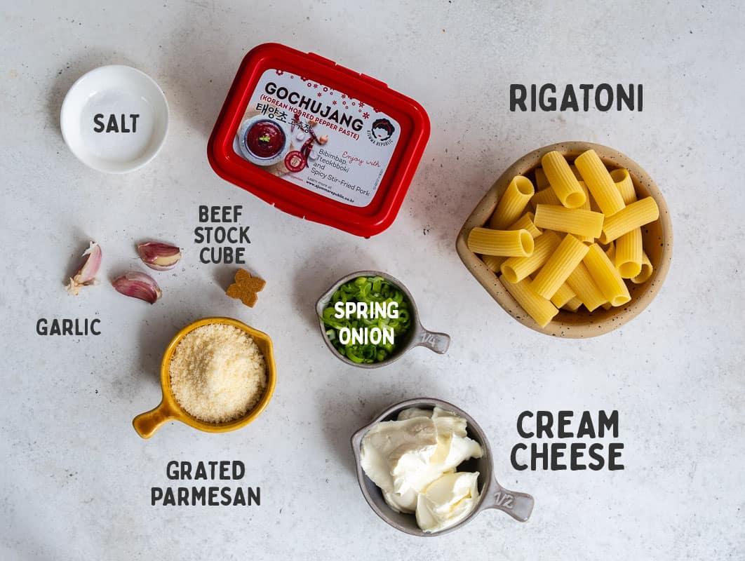 Gochujang Pasta ingredients
