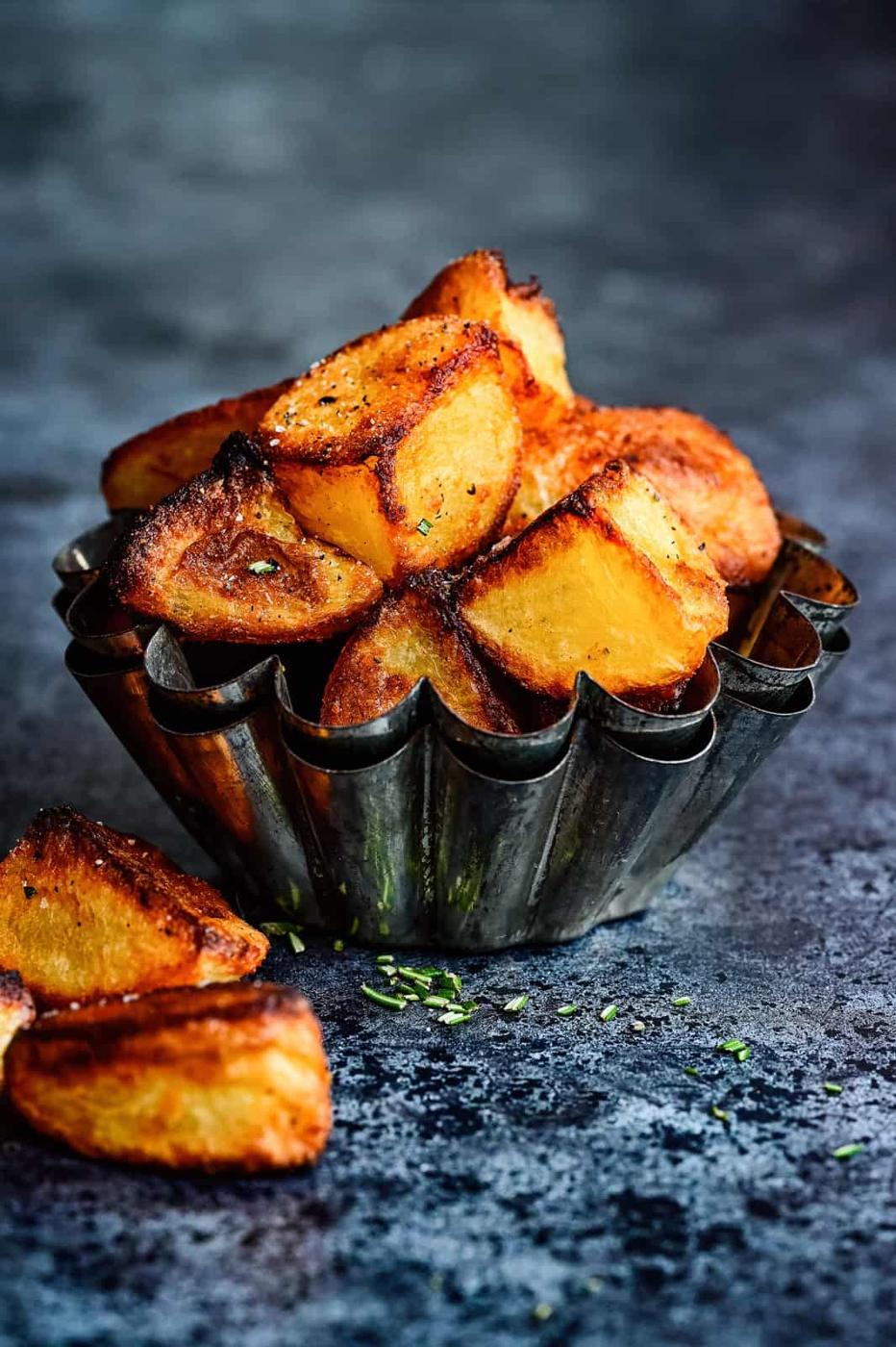 Goose Fat Roasties in a vintage baking tin