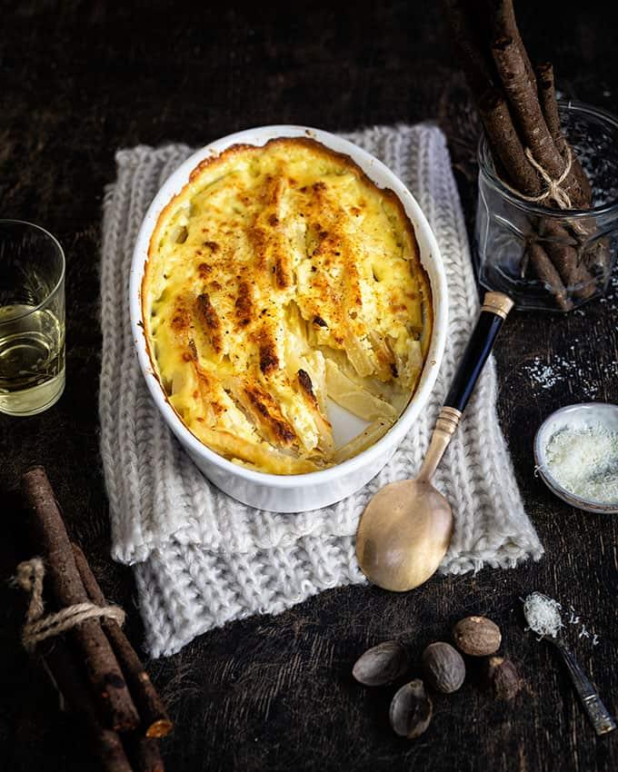Delicious creamy salsify Gratin Dauphinois
