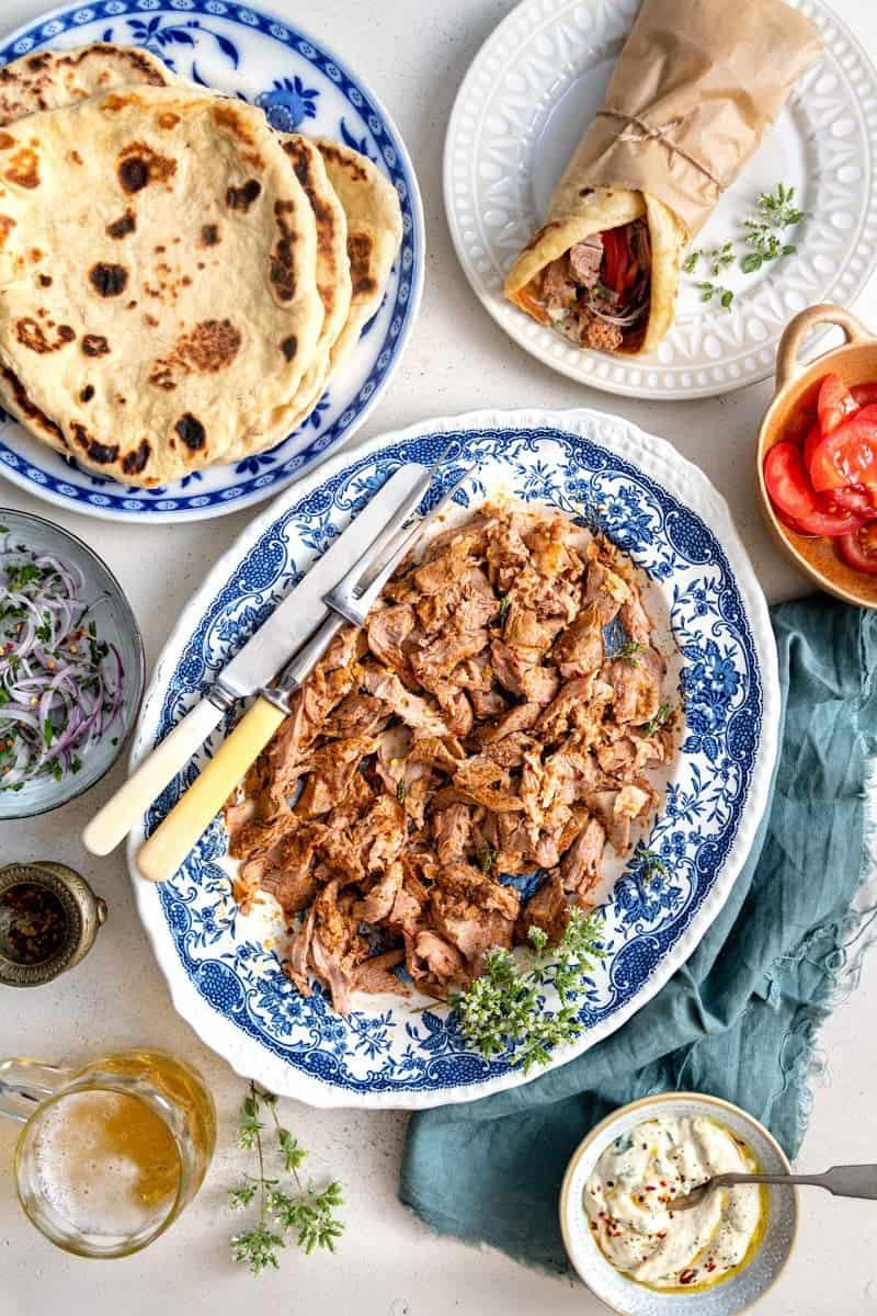 Platter of Greek lamb gyros
