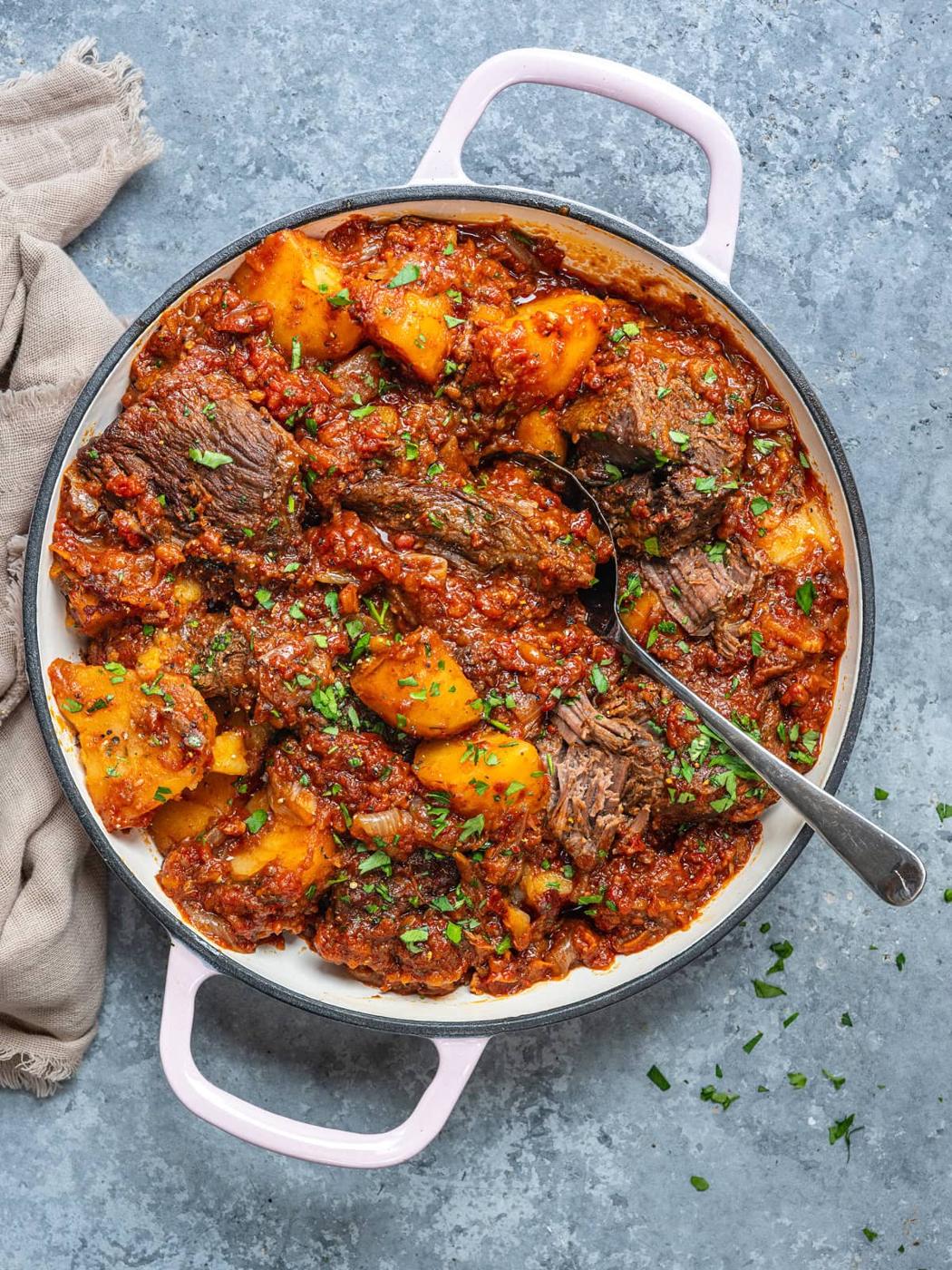 Greek Pot Roast with Tomatoes and Potatoes