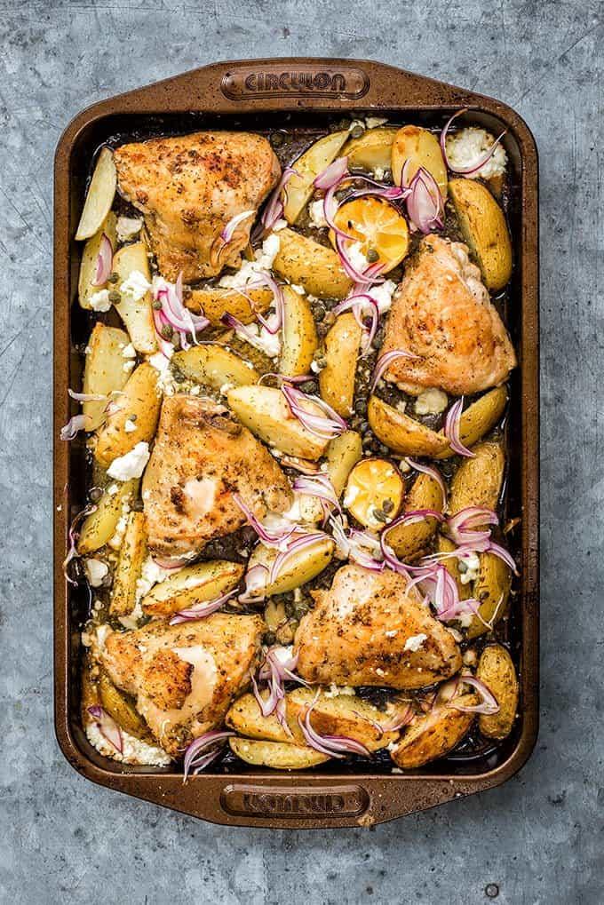 Greek Sheet Pan Chicken with Potatoes