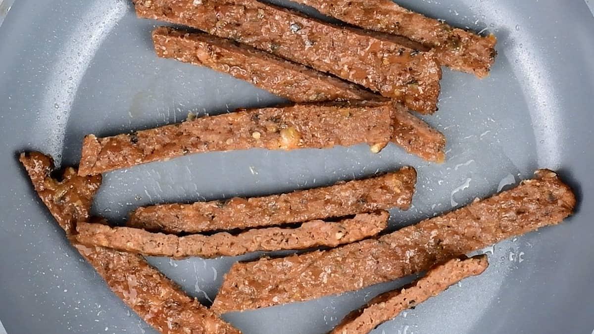 pan frying homemade doner meat