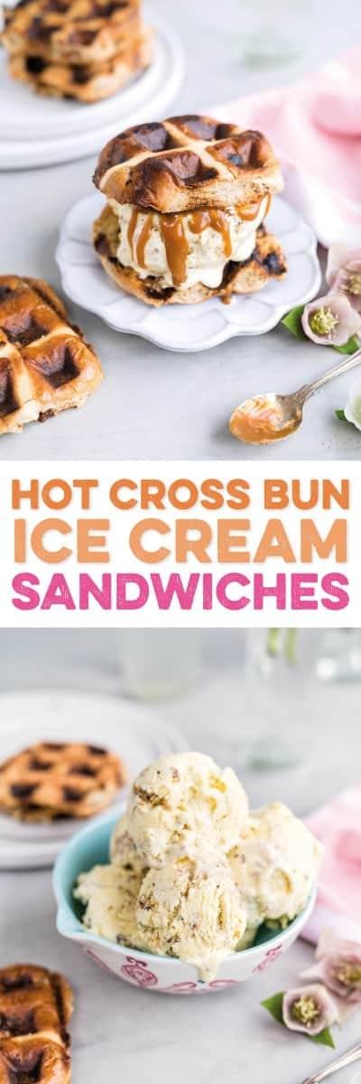 Easter hot cross bun ice cream sandwiches