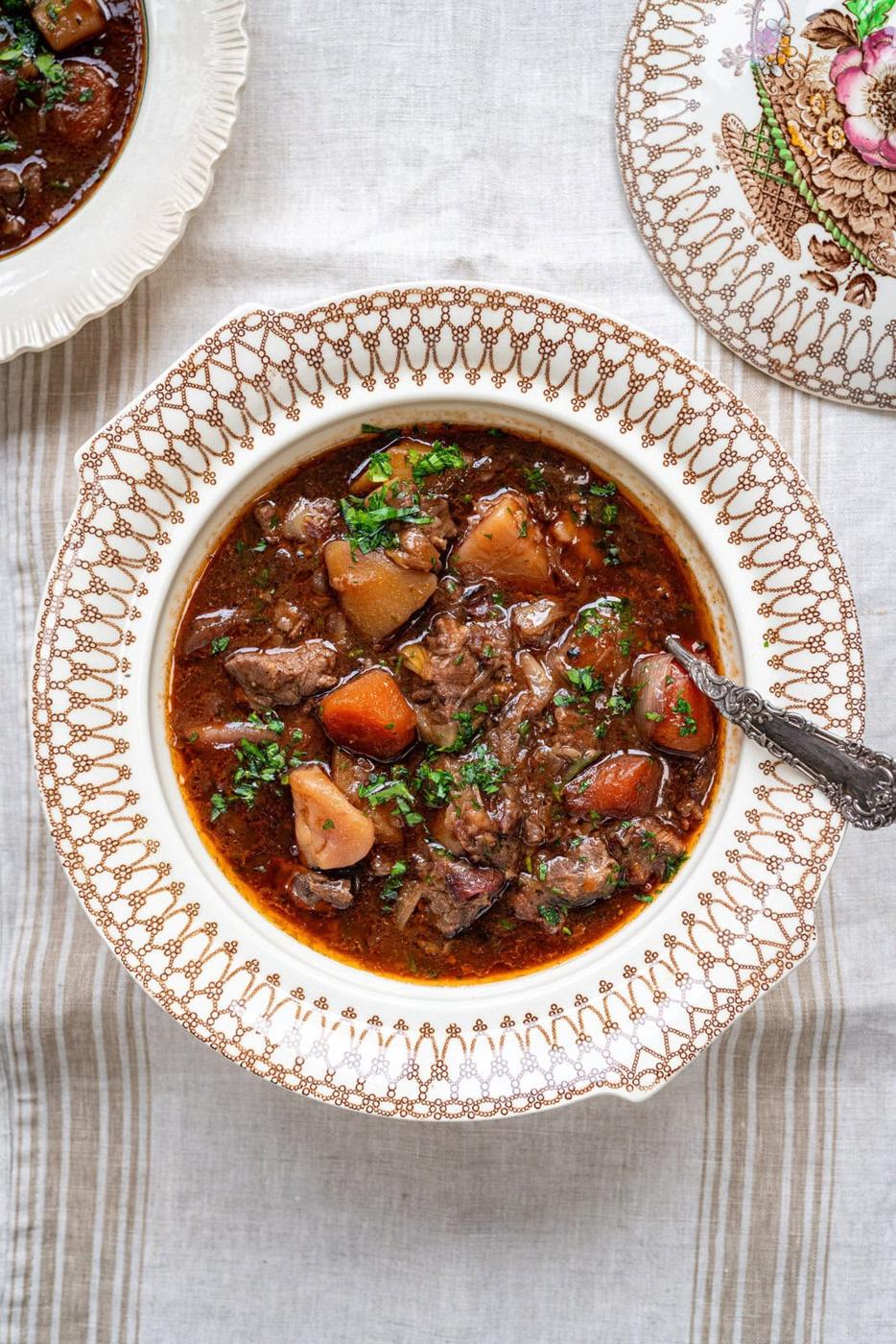 Irish lamb stew in large dish