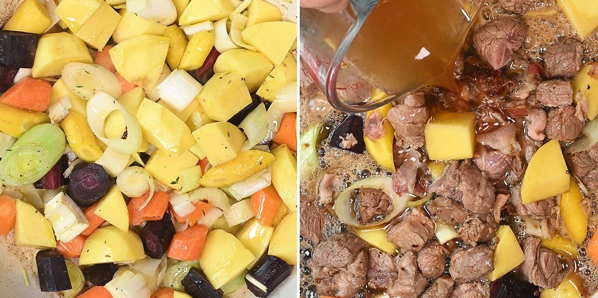 process images of Irish stew with lamb