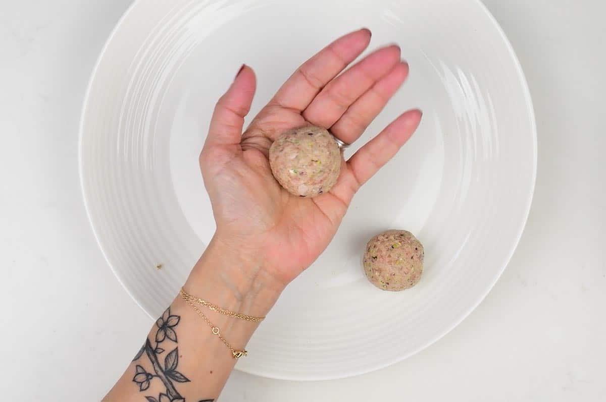 rolling meatballs
