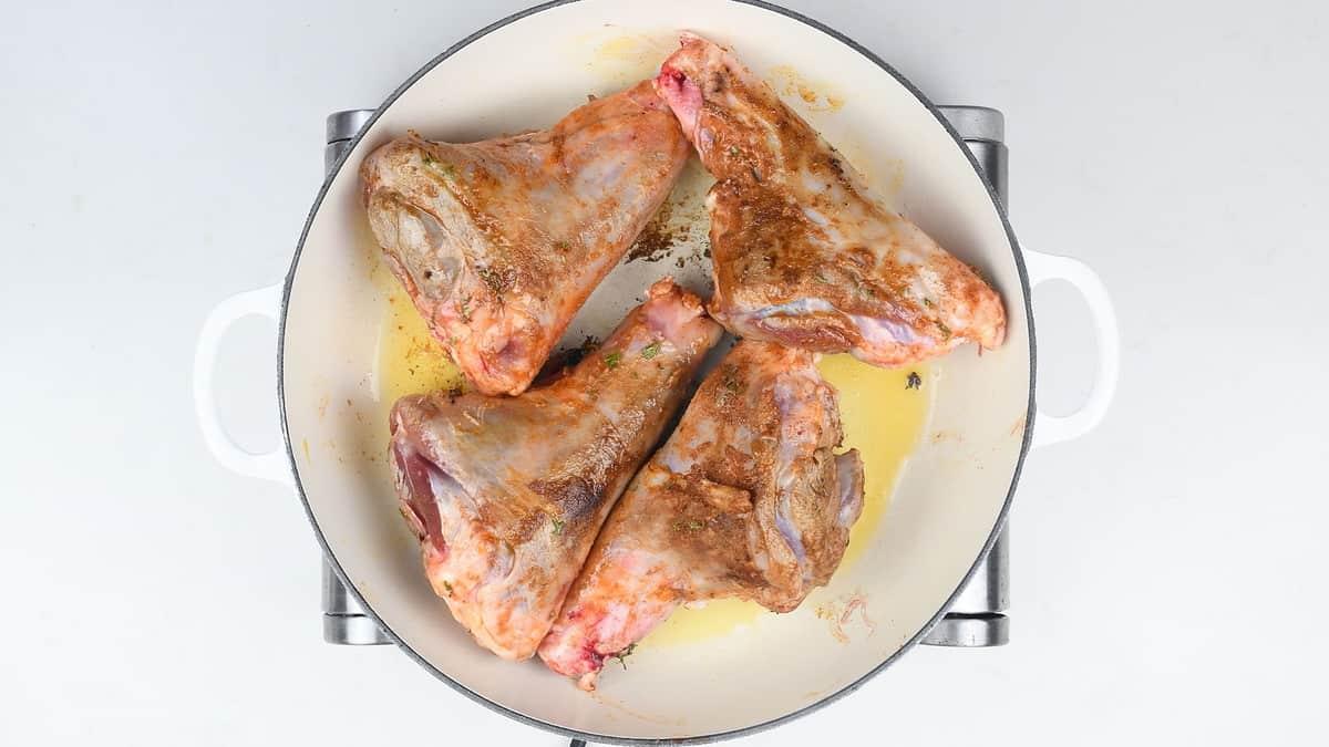 Searing lamb shanks for maximum flavour