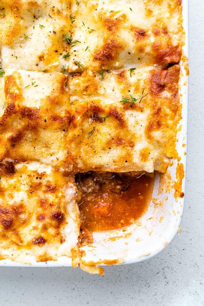 Lasagne alla Bolognese close up