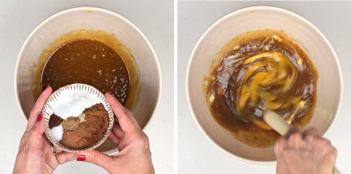 Collage showing how to make Lebkuchen cookie dough