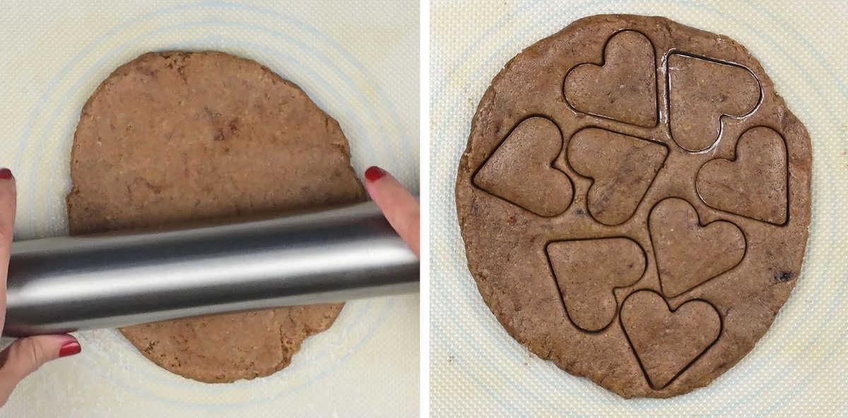 Rolling out lebkuchen dough and cutting out shapes