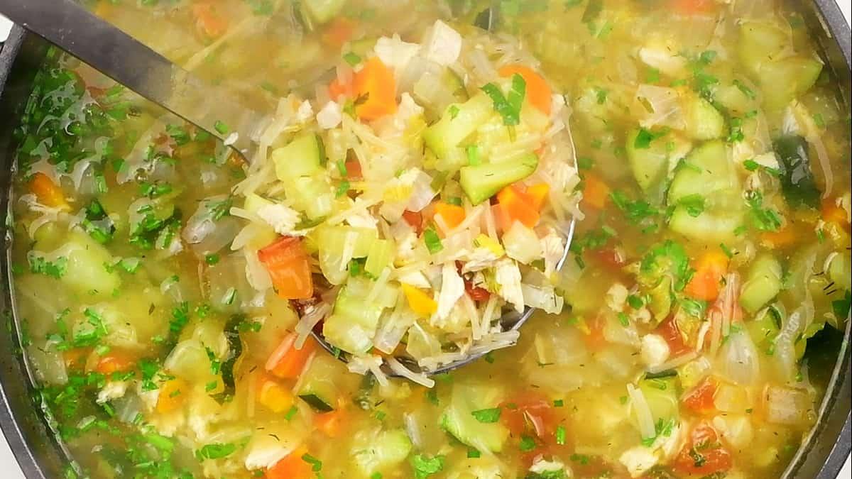 pot of leftover turkey soup