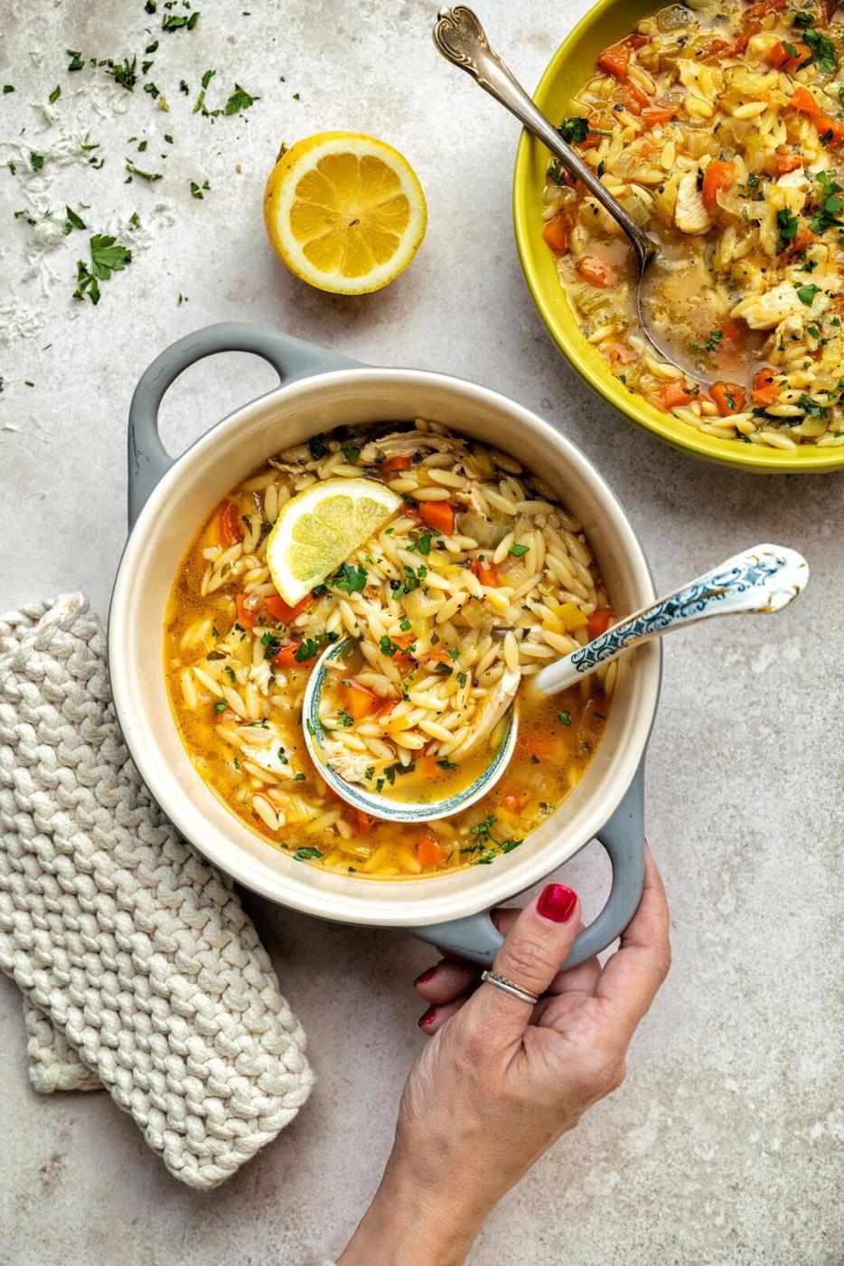 Lemon Chicken Orzo Soup