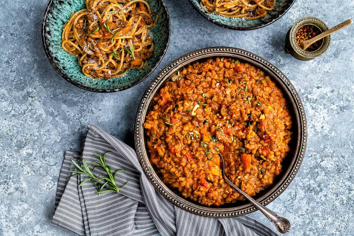 Bowl of Lentil Bolognese
