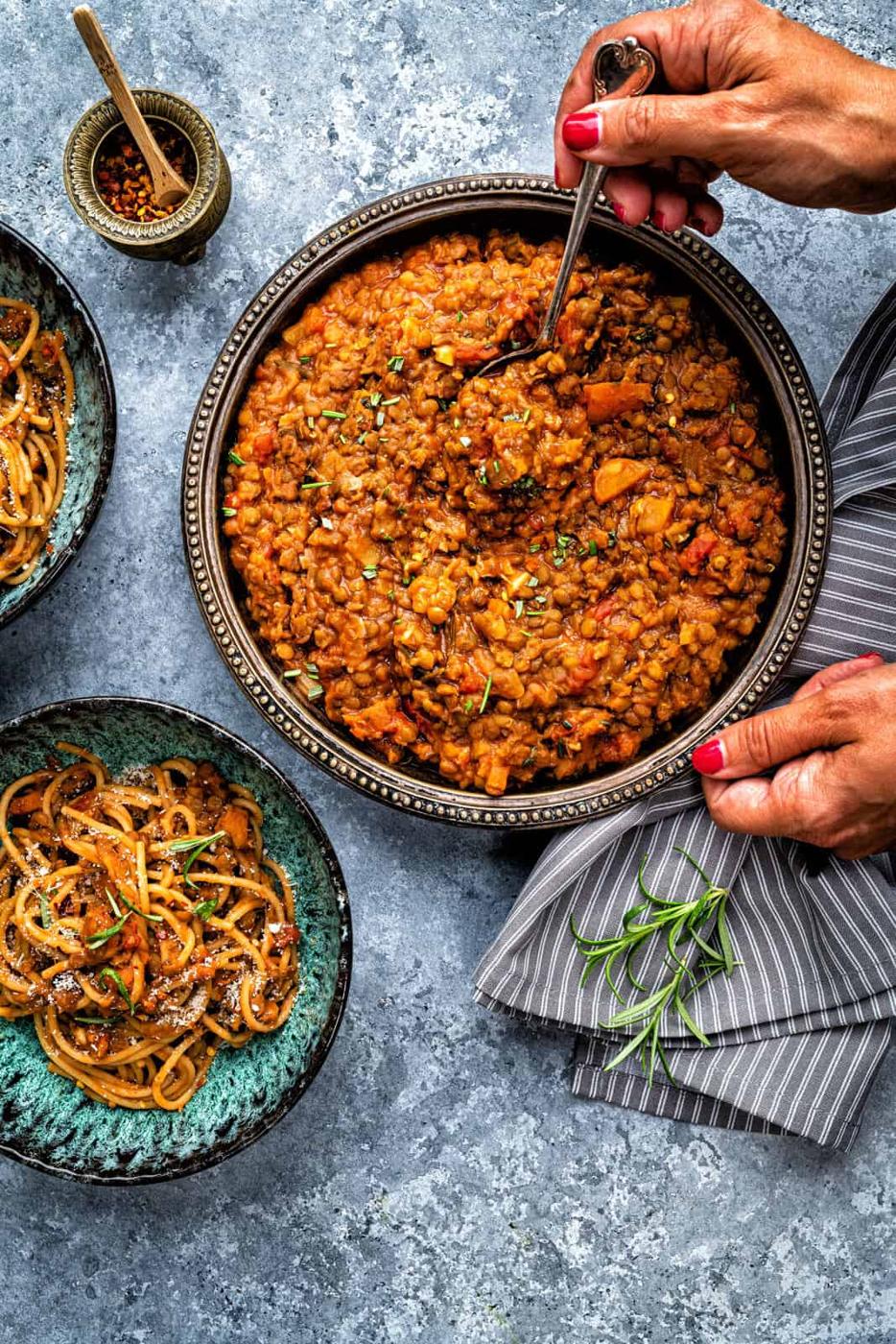 Bowl of Slimming World Vegan Bolognese sauce