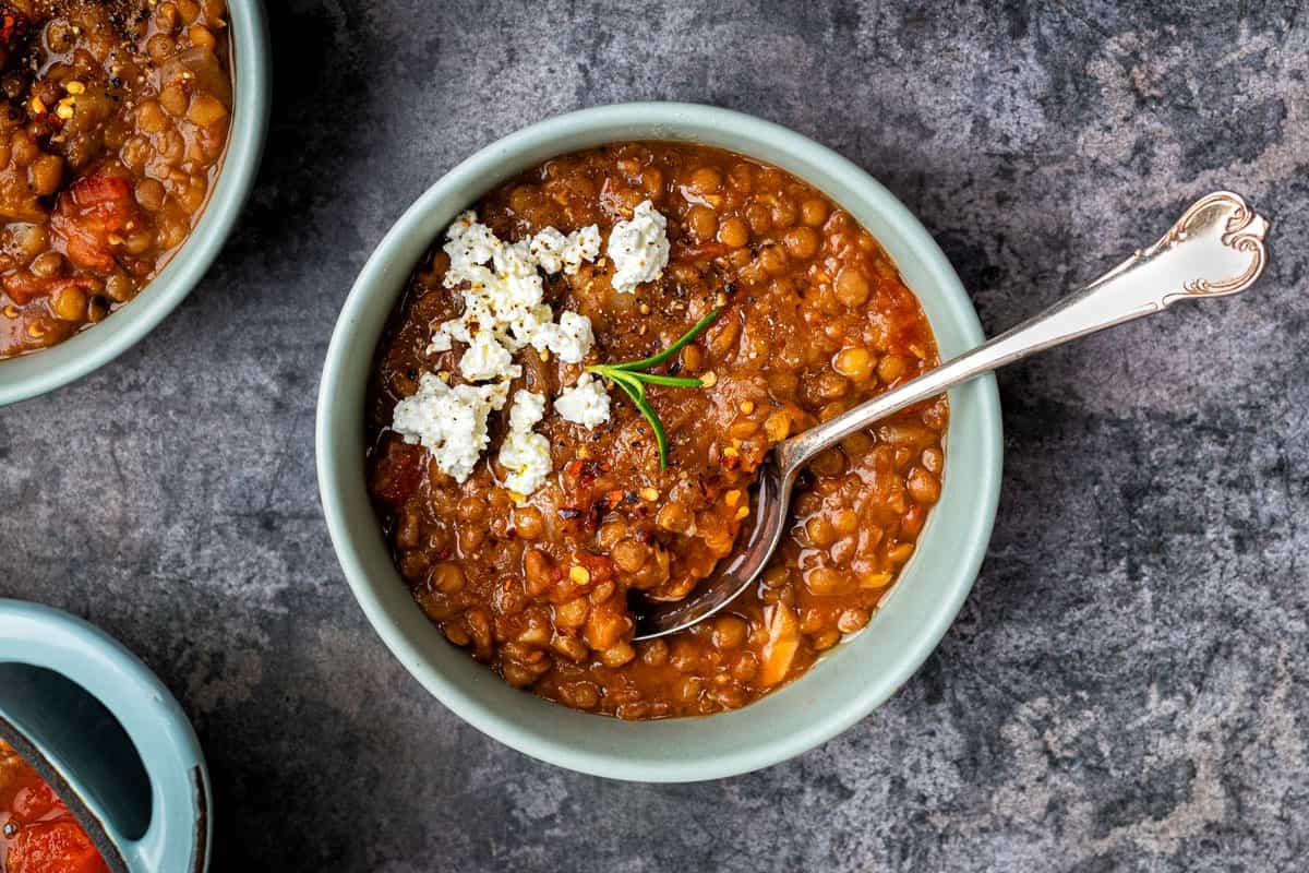 Making lentil soup in an Instant Pot collage