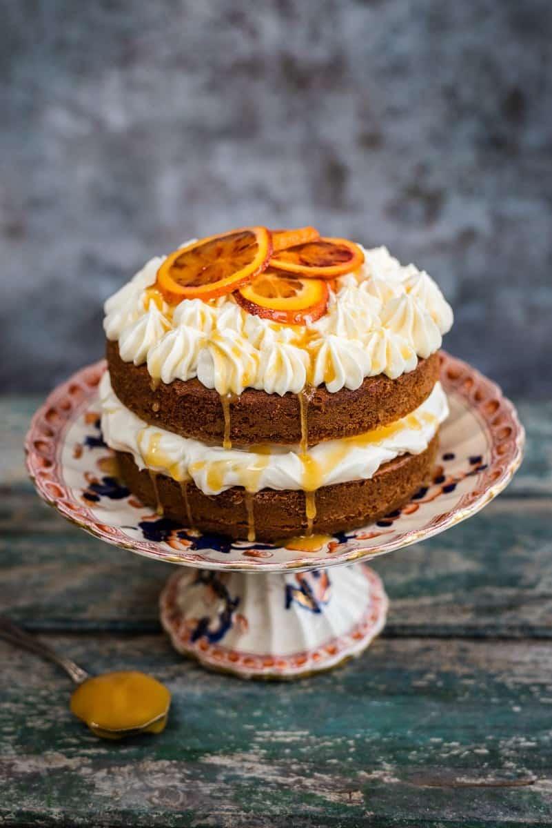 Manuka honey orange pound cake with honeyed cream cheese filling
