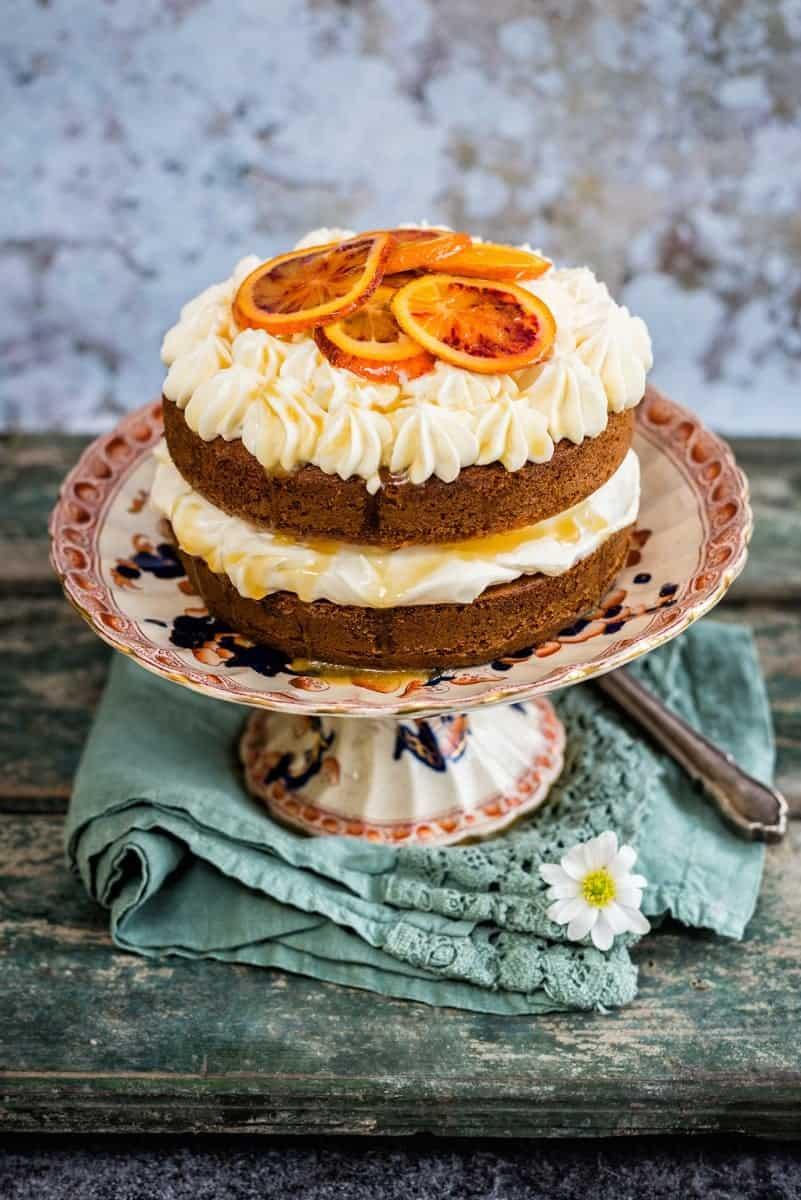 Manuka honey orange pound cake with honeyed cream cheese filling