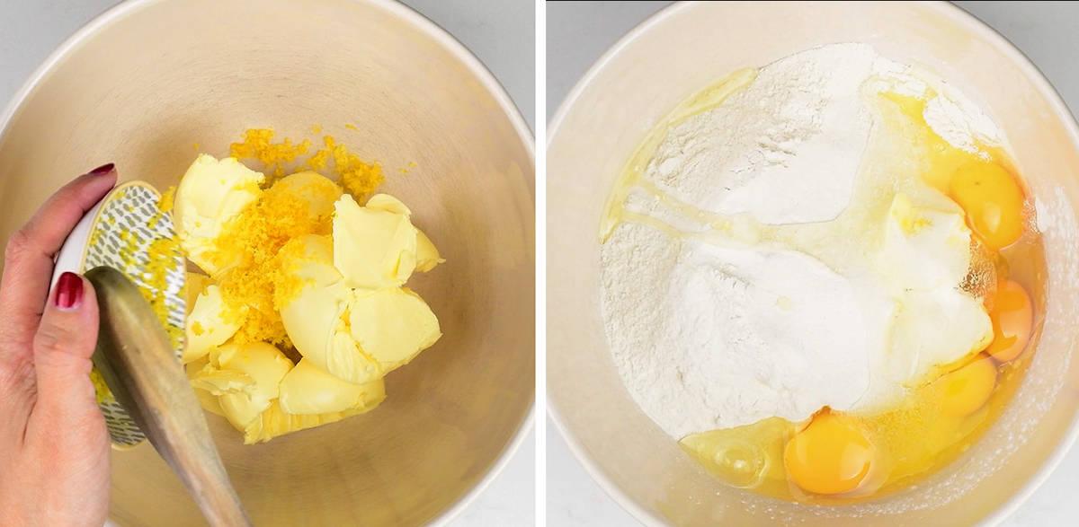 collage showing how to make drizzle cake