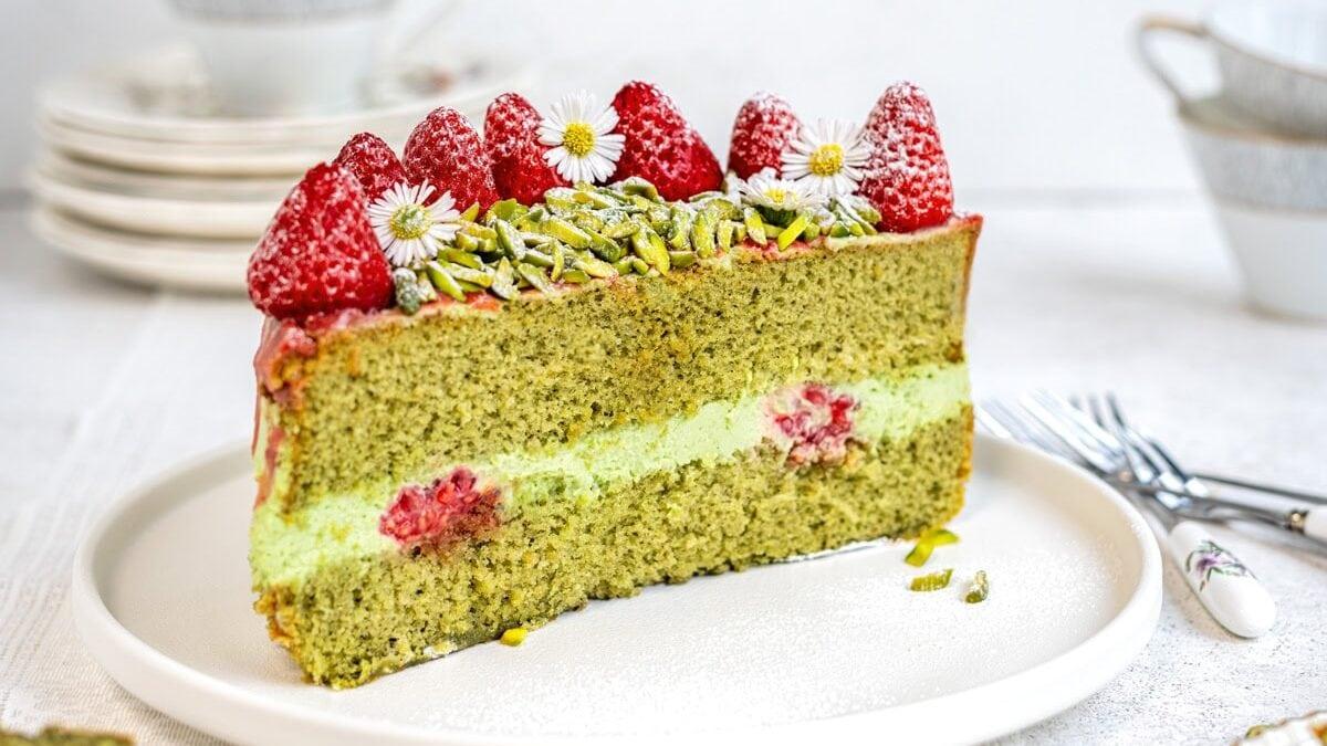 Double Berry Matcha Chiffon Cake