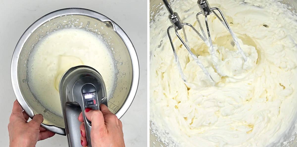 Whisking cream in a bowl