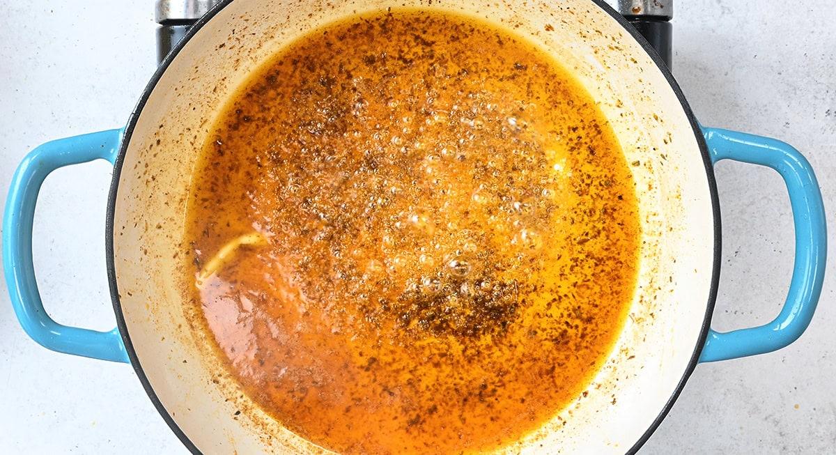 Cooking down wine in a skillet